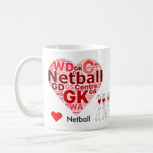 Taza De Café El Netball del corazón coloca la nube de la