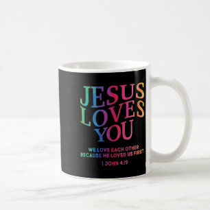 Taza De Café El niño Jesús te ama el niño cristiano blanco Si