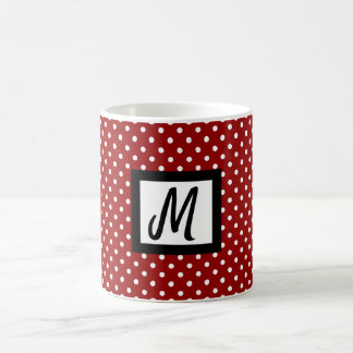 Taza De Café el nombre de punto inicial del polka blanco y rojo