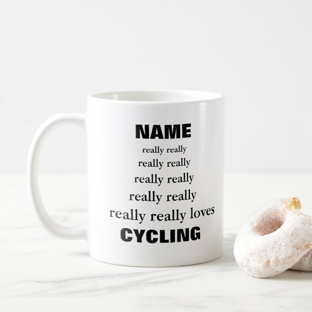 Taza De Café El nombre realmente ama el ciclismo de sujeto (Con donut)