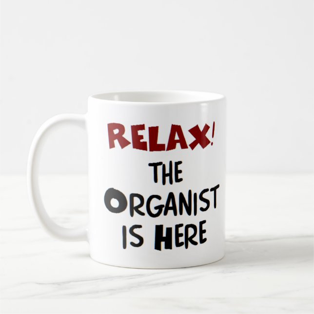 Taza De Café el organista está aquí café mug (Izquierda)