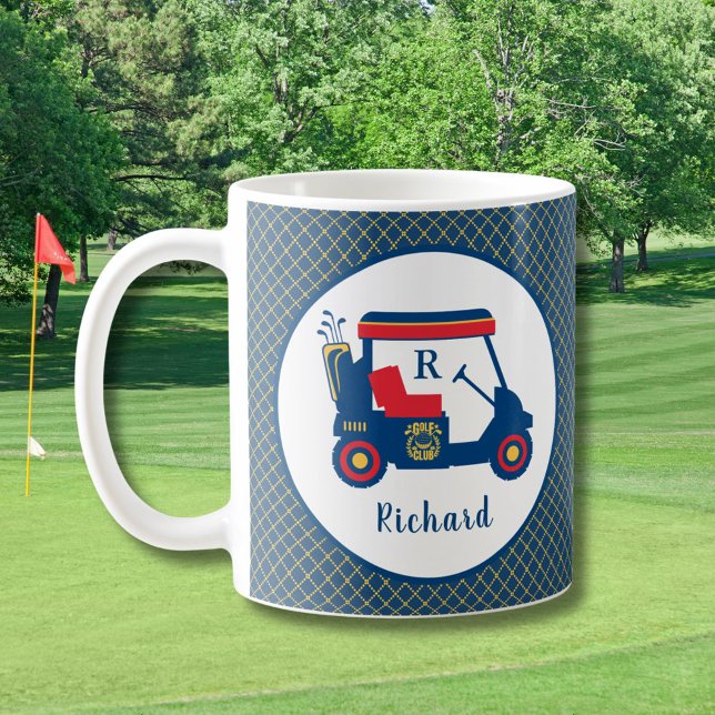 Taza De Café El oro azul marino y el golf rojo personalizado (Subido por el creador)