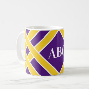 Taza De Café El oro/las bandas púrpuras/blancas, rayas,