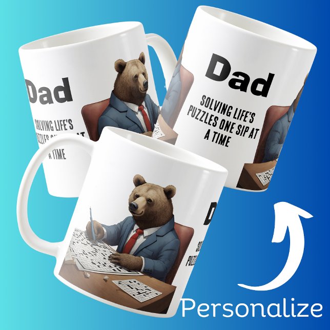 Taza De Café El oso crucigrama de papá con traje (Subido por el creador)