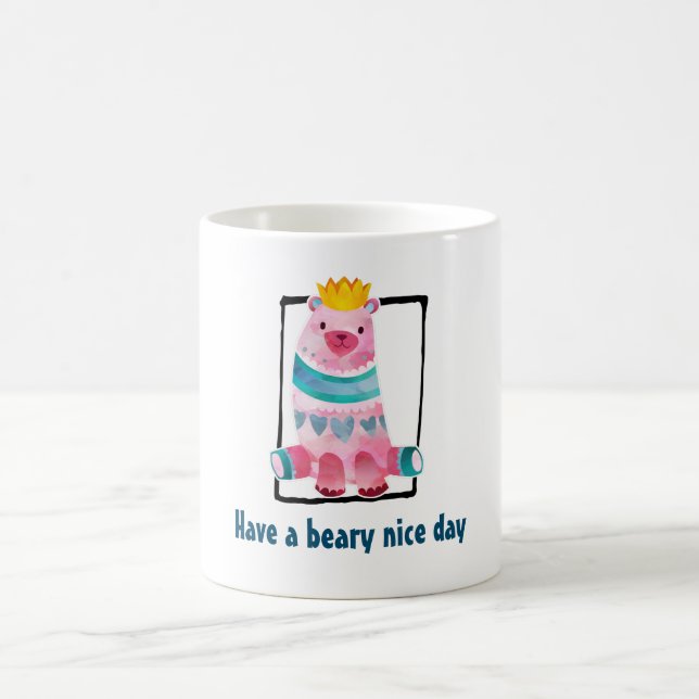 Taza De Café El oso cutáneo acuarela tiene un día aburrido (Centro)