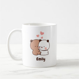 Taza De Café El oso panda lindo abraza el amor, nombre personal