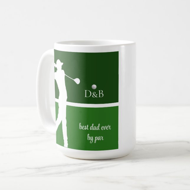 Taza De Café el padre regalo golf, mejor padre por par (Anverso izquierdo)
