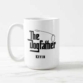 Taza De Café El padrino canino Papá perro Blanco sobre oscuro 