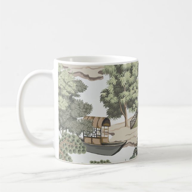 Taza De Café El paisaje chino vintage es un patrón sin fisuras. (Izquierda)