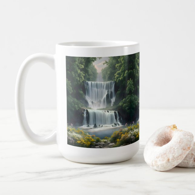 Taza De Café El paisaje de las cataratas (Con donut)
