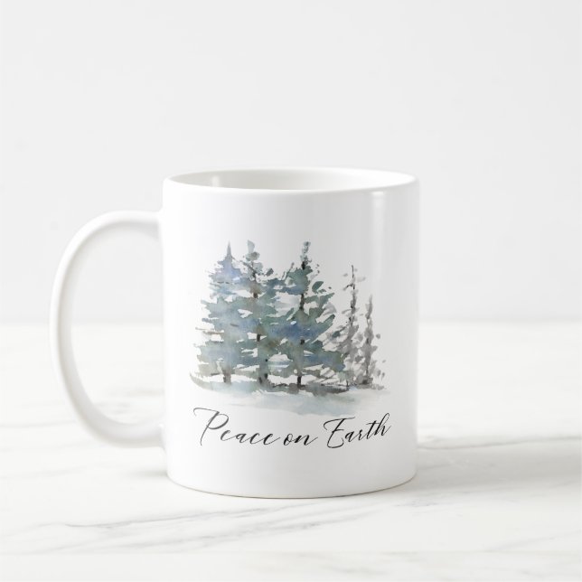 Taza De Café El paisaje invernal: paz en la acuarela terrestre (Izquierda)