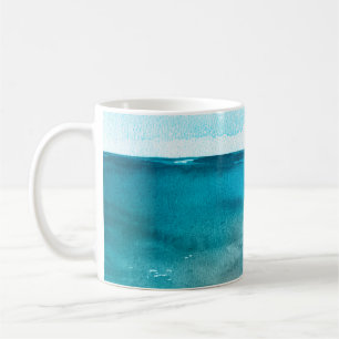 Taza De Café El paisaje oceánico. Hermoso dolor de mano acuarel