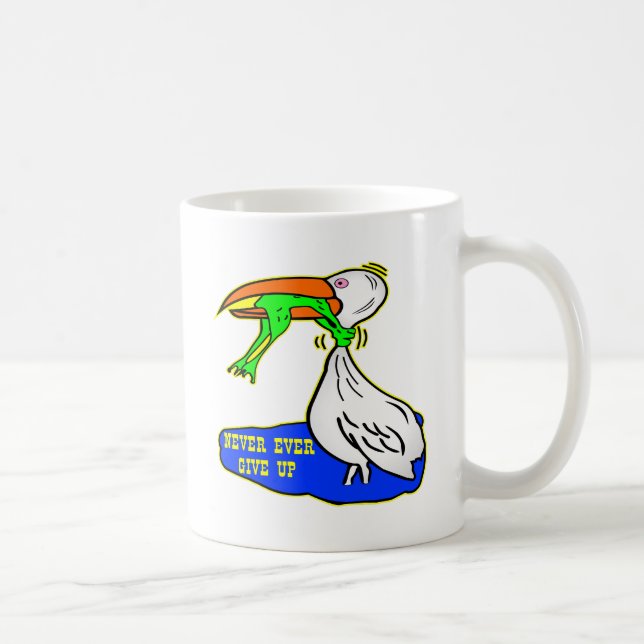 Taza De Café El pájaro de la obstrucción de la rana da nunca (Derecha)