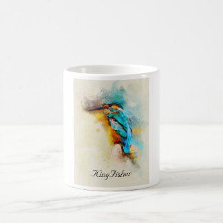 Taza De Café El pájaro del kingfisher en una hermosa acuarela