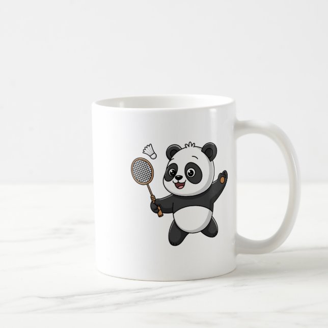 Taza De Café El Panda Inteligente Jugando A Badminton Divertido (Derecha)