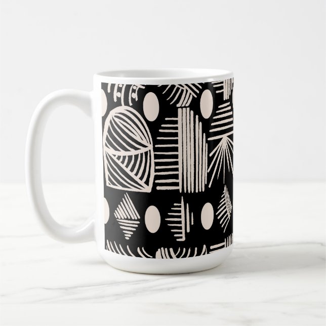 Taza De Café El paño tribal caribeño: negro, blanco, (Izquierda)