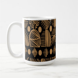 Taza De Café El paño tribal caribeño: negro, oro