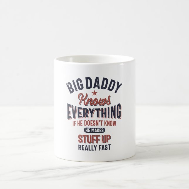 Taza De Café El papá grande lo sabe todo | Abuelo padre (Centro)