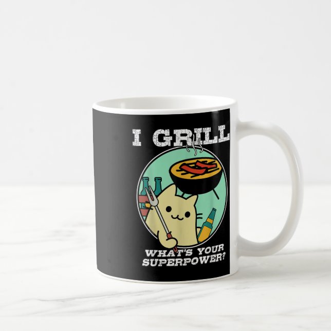 Taza De Café El parrillado de gatos superpotencia acampar Bbq F (Derecha)