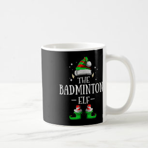 Taza De Café El partido de bádminton del elfo de Navidad del gr