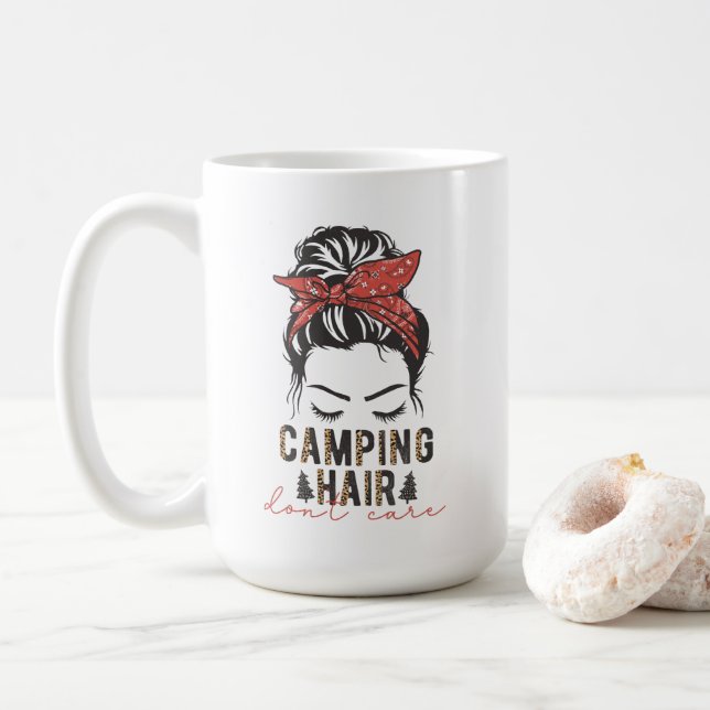 Taza De Café El pelo de camping no le importa (Con donut)