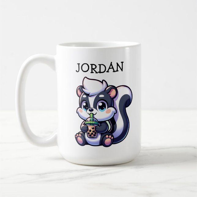 Taza De Café El pequeño zorrillo de Kawaii con té de burbuja pe (Izquierda)