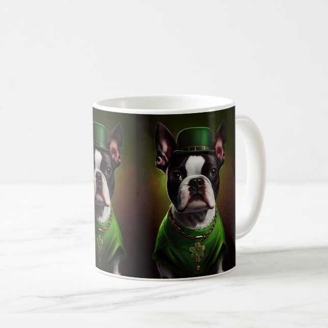 Taza De Café El perro del Boston Terrier en el vestido del Día  (Anverso derecho)