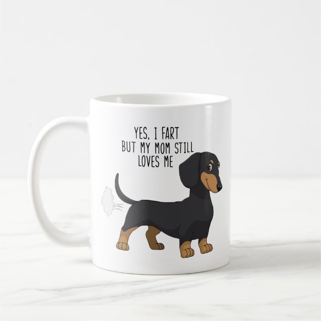 Taza De Café El perro divertido del Dachshund Fart (Izquierda)