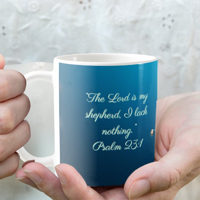 Taza De Café El Personalizable del marco azul y de Dios brillan (Subido por el creador)