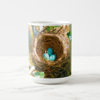 Taza De Café El petirrojo eggs unhatched en una jerarquía del