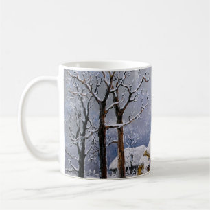 Taza De Café El petróleo pinta el paisaje rural. Invierno. Pueb