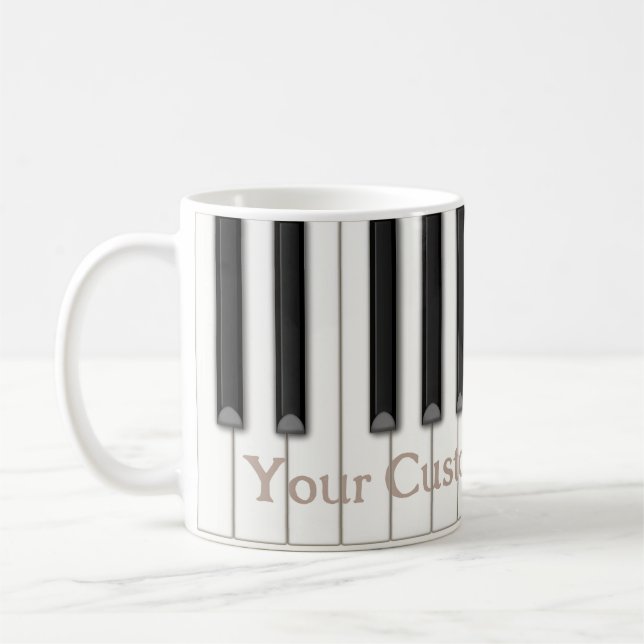 Taza De Café El piano clásico mantiene el texto Personalizado e (Izquierda)