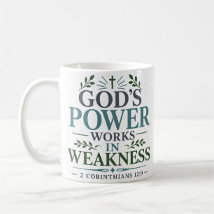 Taza De Café El poder de Dios funciona en la debilidad Cita Esp