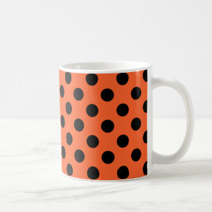 Taza De Café El polka negro se pone sobre el naranja
