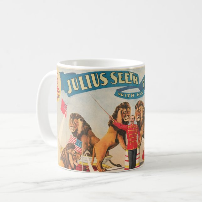 Taza De Café El Poster Circo De Julius Ve Con Sus Leones (Anverso izquierdo)