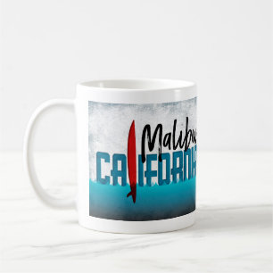 Taza De Café El practicar surf de la tabla hawaiana de Malibu