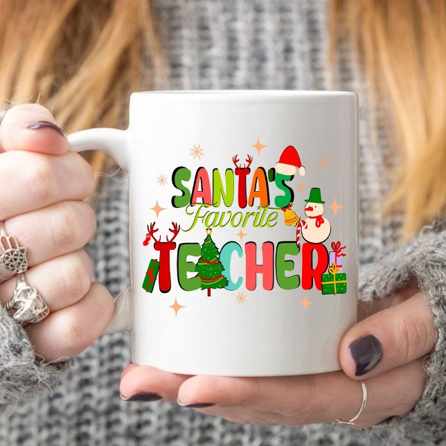 Taza De Café el profesor favorito de santa.regalo personalizado (Christian Christmas mug, Christmas mug, Christ mug, santas favorite teacher mug ,teacher gift, )