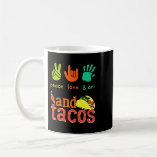 Taza De Café El profesor Job Peace Love Art Tacos Funny Finger