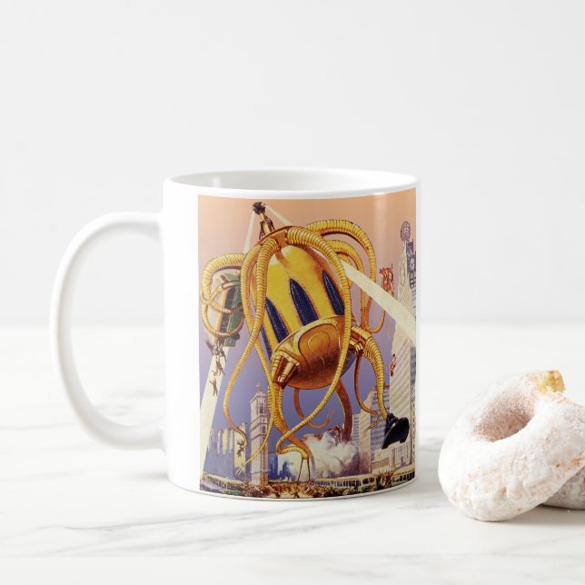 Taza De Café El pulpo de la invasión de la guerra de extranjero (Con donut)