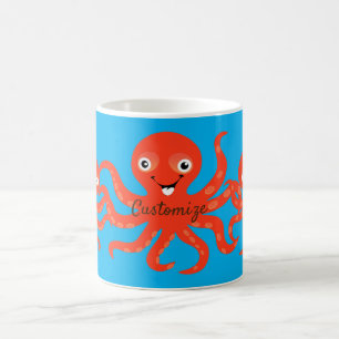 Taza De Café El pulpo sonriente rojo agudo Thunder_Cove