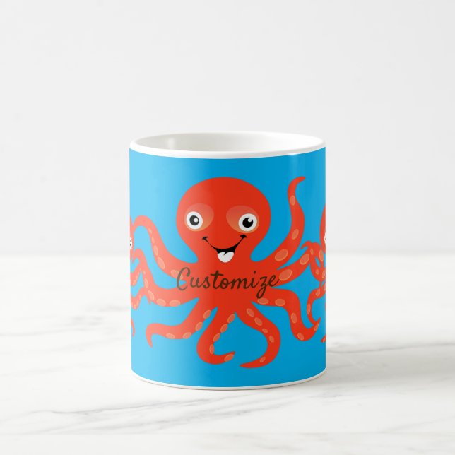 Taza De Café El pulpo sonriente rojo agudo Thunder_Cove (Centro)