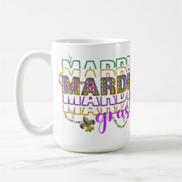 TAZA DE CAFÉ EL PURPURINA DE ORO VERDE PURPLE MIRA A MARDI GRAS