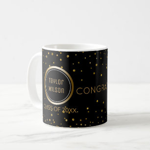 Taza De Café El purpurina negro elegante del oro puntea la