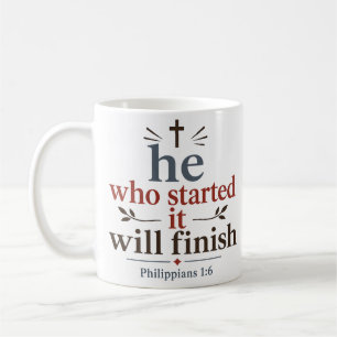 Taza De Café Él Que Lo Comenzó Lo Terminará Promesa de las Escr
