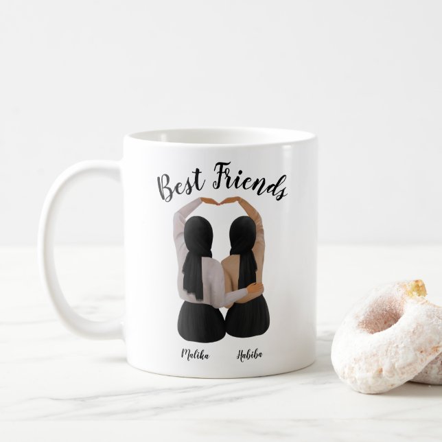 Taza De Café El regalo de hiyabí personalizado de Besties (Con donut)