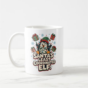 Taza De Café El regalo del pingüino divertido del duende menos