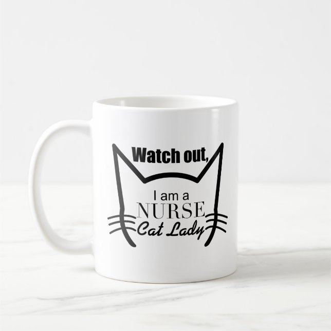 Taza De Café El regalo lindo de la cita del gato tiene cuidado, (Izquierda)