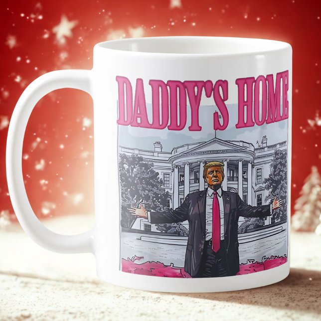 Taza De Café El regalo rosa de Trump, el hogar de papá (Subido por el creador)