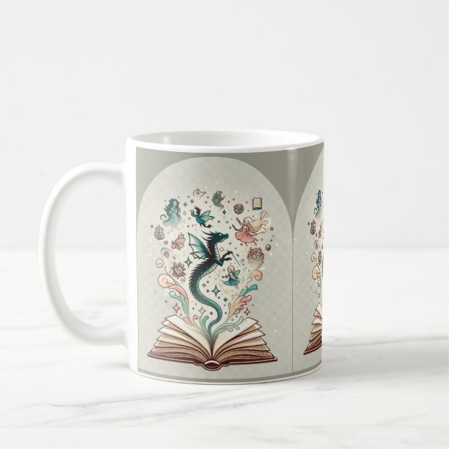 Taza De Café El reino de la imaginación: Libros de fantasía (Izquierda)