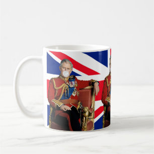 Taza De Café El rey Charles Blowing White Bubble bandera britán